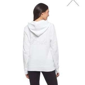 NWT: Bride zip-up hoodie in white